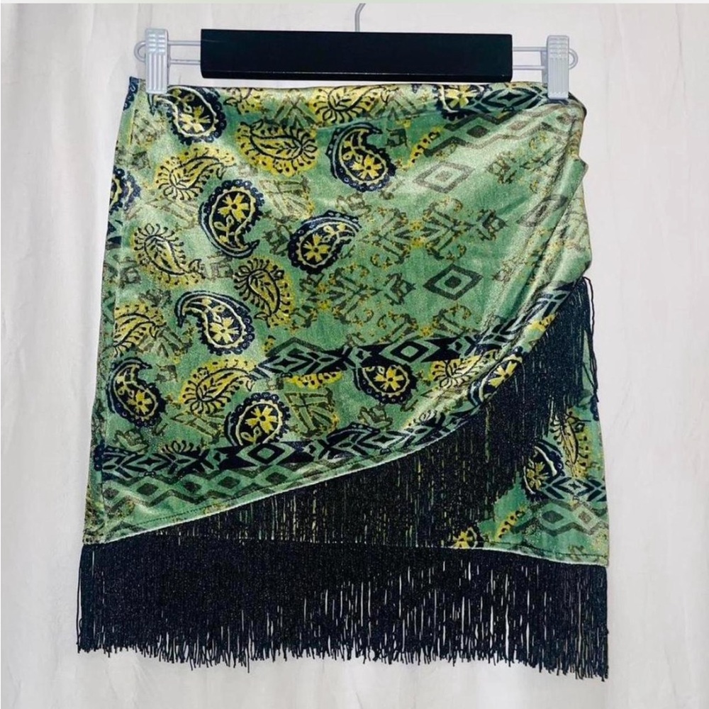 SOLD- RIHOAS Green and Yellow Patterned Skirt